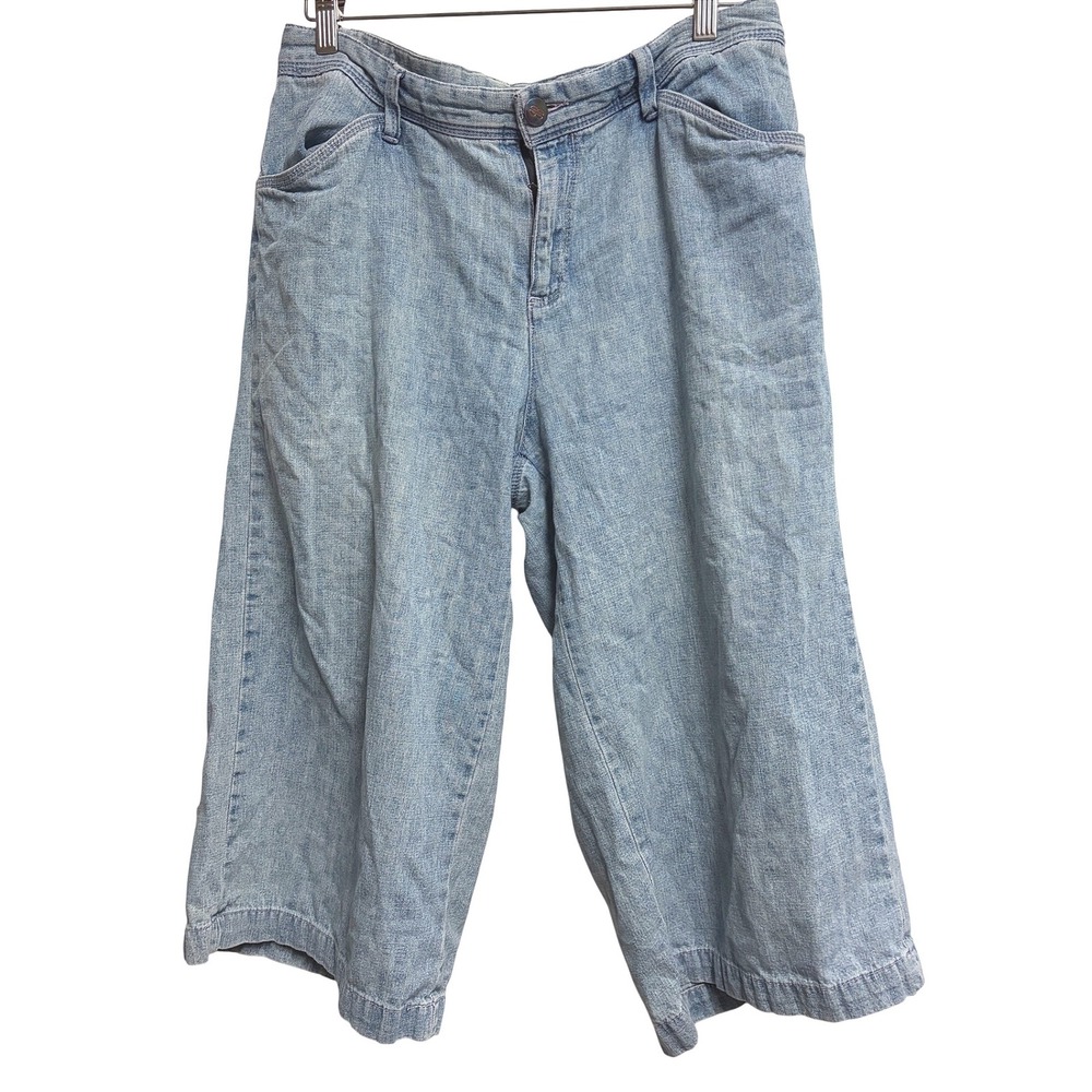Bill Blass Vintage High Rise Wide Leg Denim Gaucho Culotte Pants Light Wash  10
